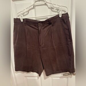 Tommy Bahama 100% Silk Dark Brown Flat Front Shorts